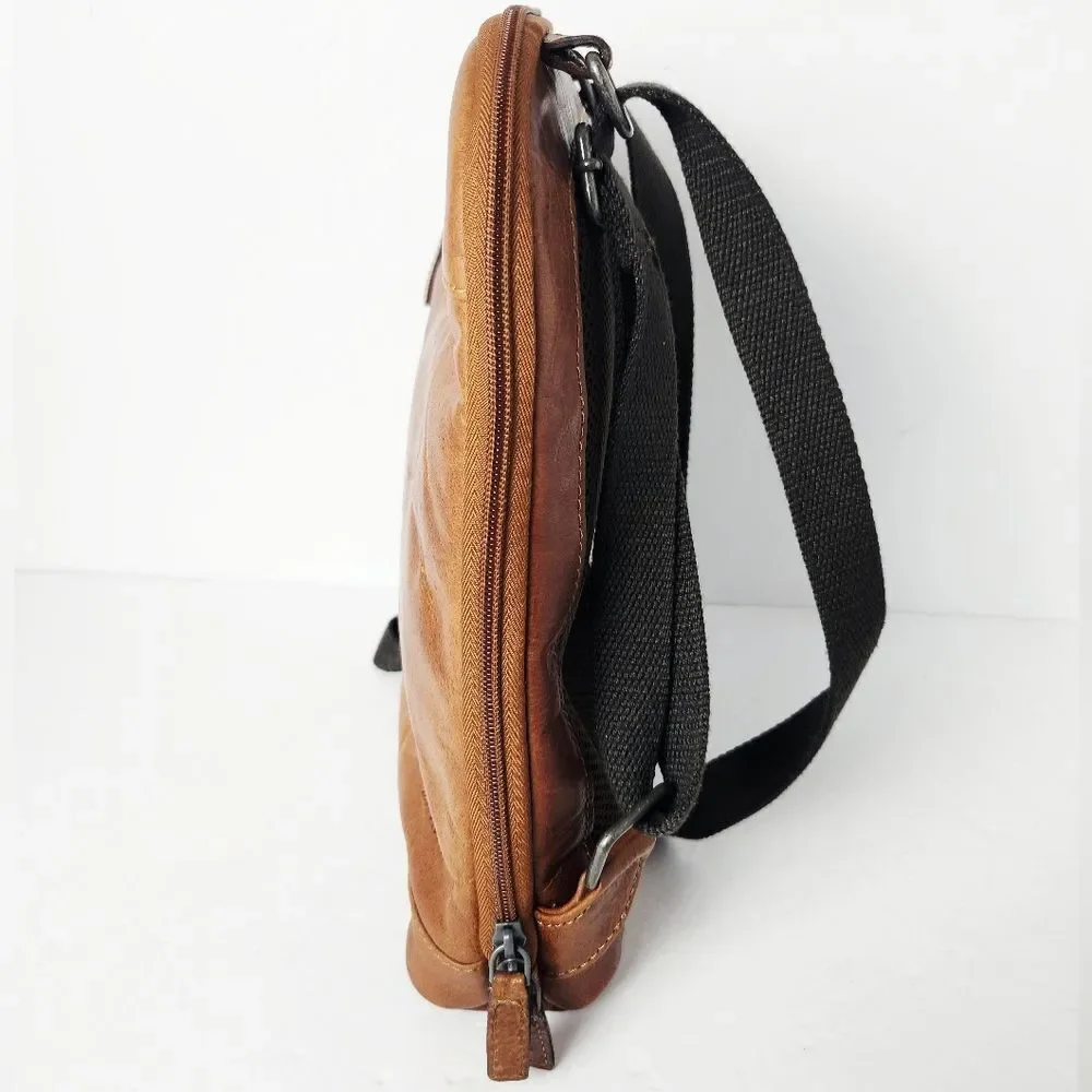 Jack Georges Voyager Convertible Backpack Crossbody Brown Buffalo Leather